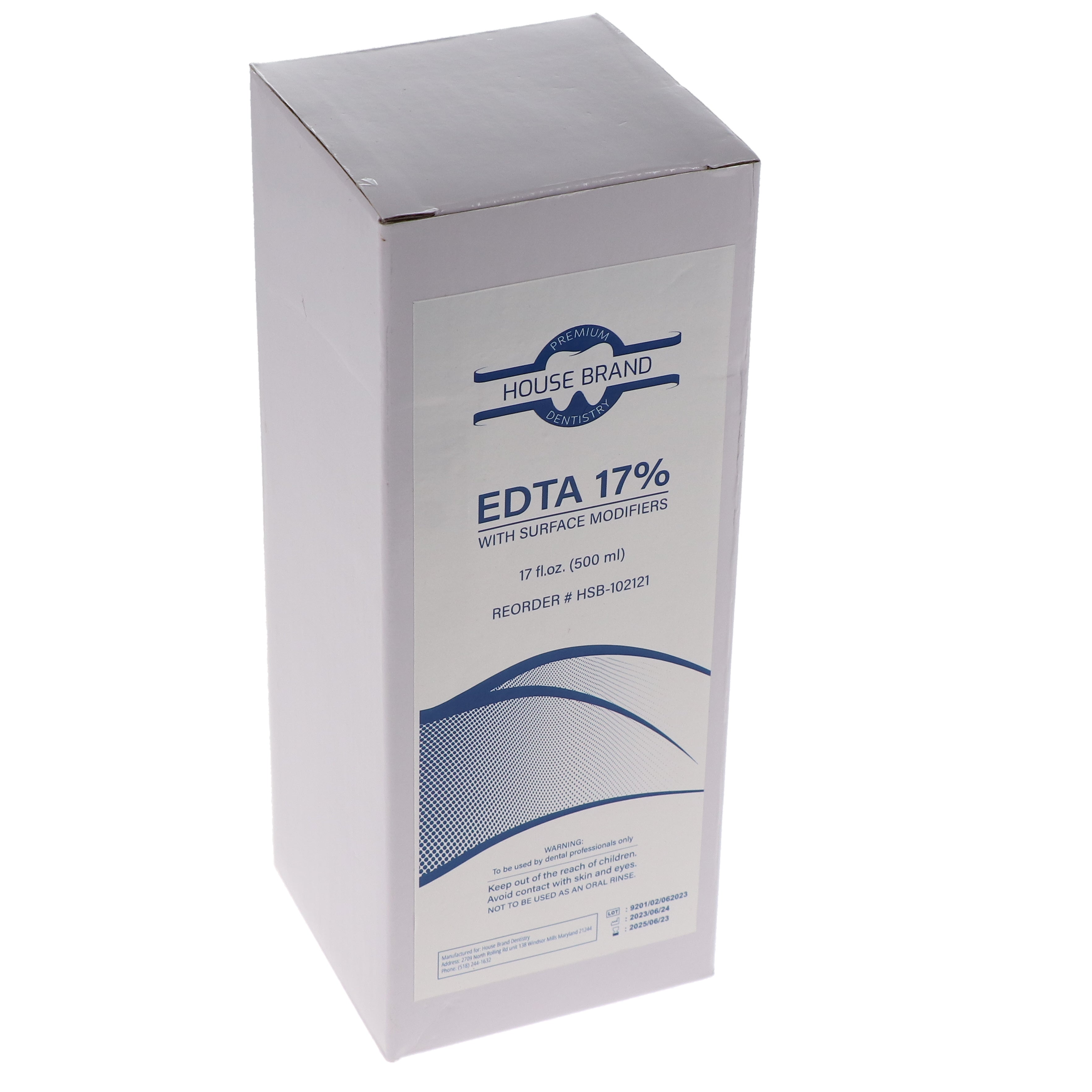 House Brand Dentistry 102121 EDTA 17% Solution With Surface Modifiers 500 mL House Brand Dentistry 102121 EDTA 17% Solution With Surface Modifiers 500 mL